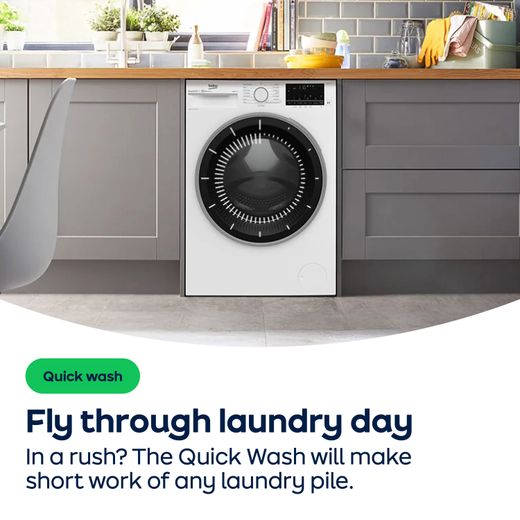 Beko WTIK74122 Integrated 7kg Washing Machine with 1400 rpm - White - AO Annotation - Quick Wash